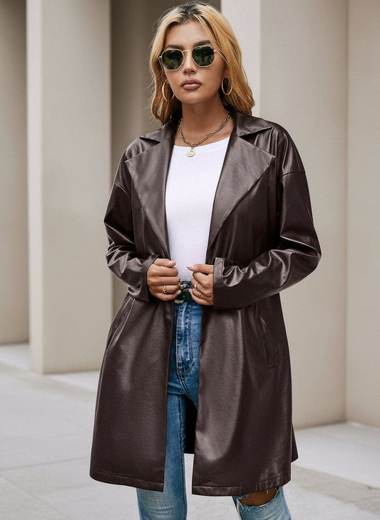 Manteau Élégance Cuir Léger